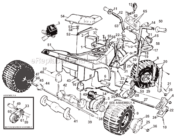 Page A Diagram and Parts List for 76115-84520  Power Wheels Ride-On ATVs